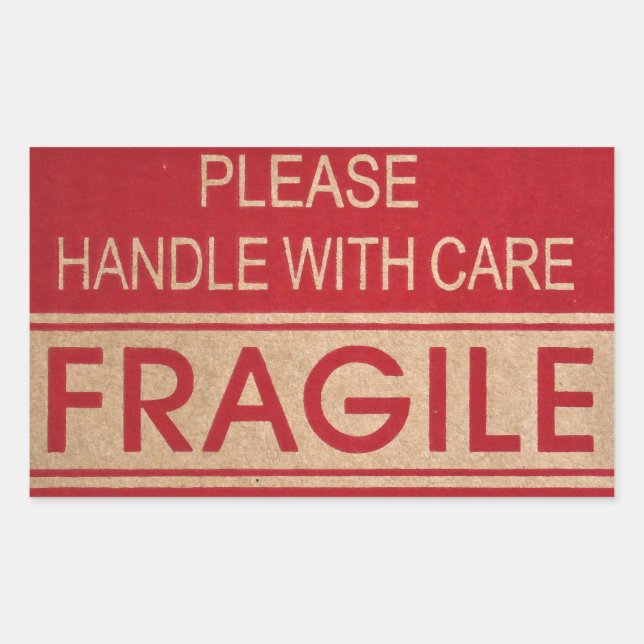 Handle with care, fragile sign sticker (Front)