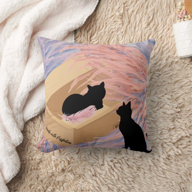 Handle with Purrfection  Throw Pillow (Blanket)