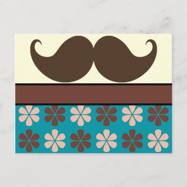Handlebar Moustache on Retro Background Postcard (Front)