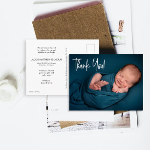 Handlettering Baby Boy Photo baby shower thank you Postcard
