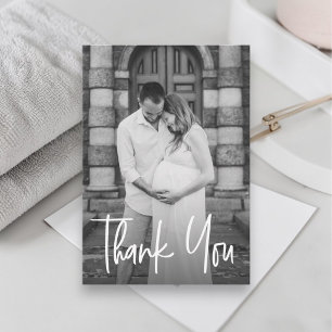 Handlettering maternity Photo small Baby shower Thank You Card