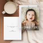 Handlettering Modern Baby Shower Custom Photo  Thank You Card<br><div class="desc">Express your gratitude with our personalized Baby Shower Thank You Cards. Add a precious photo of your newborn, thanking loved ones for their support and showering your baby with affection. With modern hand-lettered script, these cards offer a unique touch to your appreciation. Capture the essence of your baby's arrival and...</div>