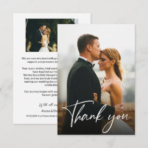 Handlettering Modern Custom 2 Wedding Photos  Thank You Card