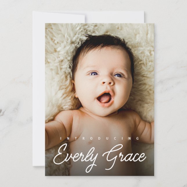 Handlettering Name Custom Baby Girl photo birth Thank You Card (Front)