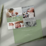 Handlettering Photo Collage Baby Shower Green Thank You Card<br><div class="desc">Express your gratitude to your loved ones with these Handlettering Photo Collage Baby Shower Green Thank You Cards. Personalize each card with precious photos of your baby and family, creating a heartfelt and memorable token of appreciation. Show your appreciation to family and friends who have showered you with love and...</div>