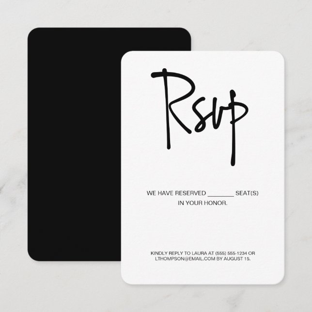 Handlettering RSVP Reserved Seat electronic reply (Front/Back)
