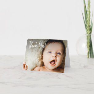 Handlettering Script Baby Boy Photo baby shower Thank You Card