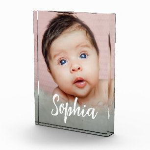 Handlettering Script Baby Girl Name Vertical Photo Block