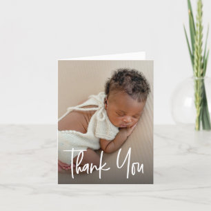 Handlettering script Custom Photo Baby Shower Thank You Card