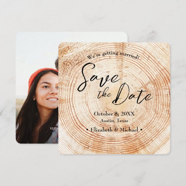 Handlettering Script Rustic Wood Print Wedding Inv Invitation (Front/Back)