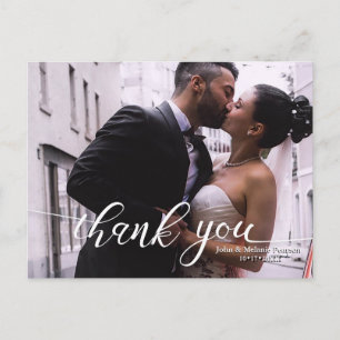 HANDLETTERING SCRIPT WEDDING THANK YOU ANNOUNCEMENT POSTCARD