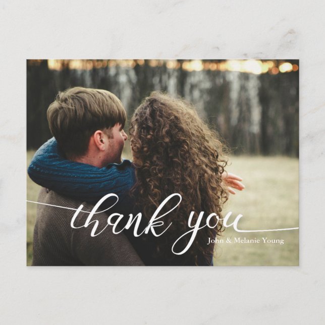 HANDLETTERING SCRIPT WEDDING THANK YOU POSTCARD (Front)