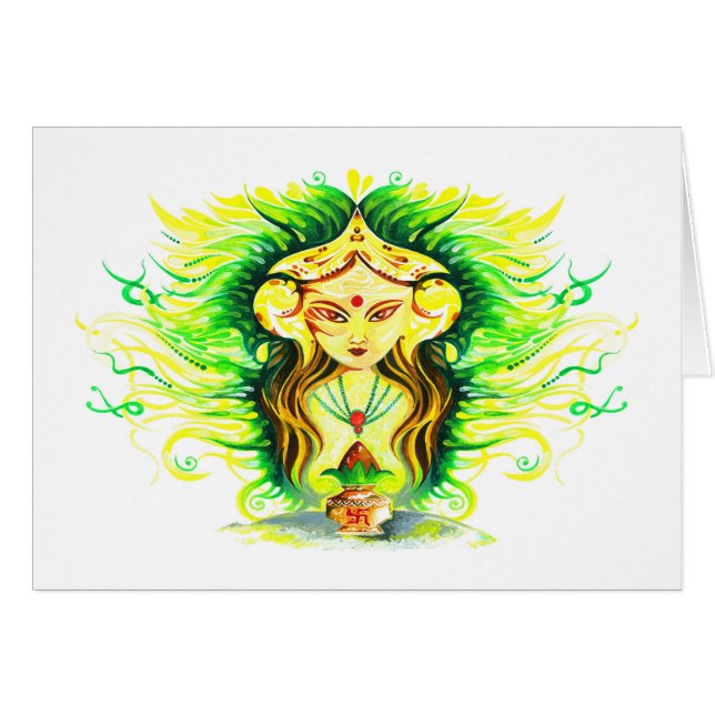 Handmade Abstract Painting of Lakshmi Durga (Front Horizontal)