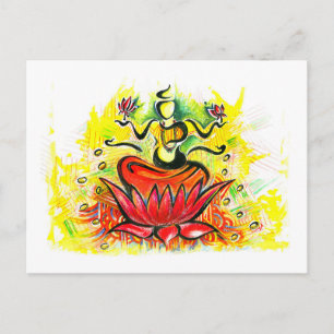 Handmade Abstract Painting of Lakshmi Maa Postcard