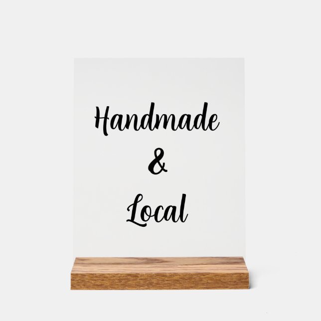 Handmade and Local Craft Fair Table Acrylic Sign (Front)