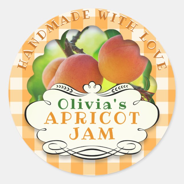 Handmade Apricot Jam Classic Round Sticker (Front)
