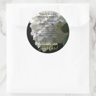 Handmade Artist White Hydrangea Business Stickers