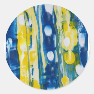handmade artwork/Bule and yellow  Classic Round Sticker