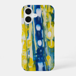 handmade artwork/Bule and yellow iPhone 16 Case
