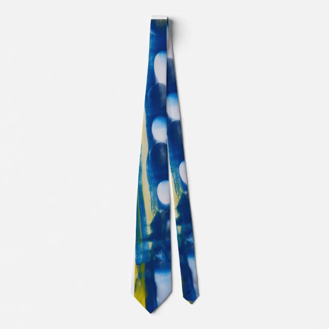 handmade artwork/Bule and yellow  Tie (Front)