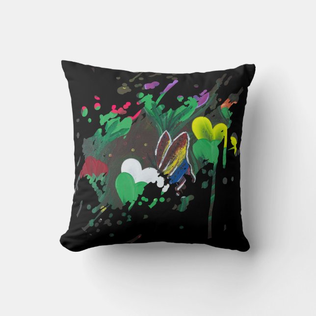 Handmade artwork - Butterfly Bolssom Throw Pillow (Front)