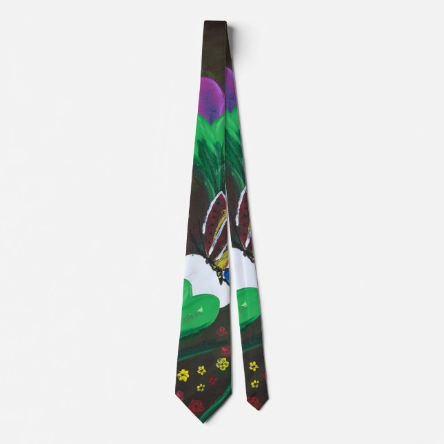 Handmade artwork - Butterfly Bolssom Tie (Front)