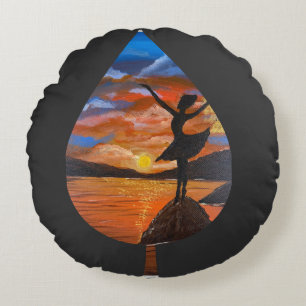 Handmade artwork / Dancing with sunso Round Pillow