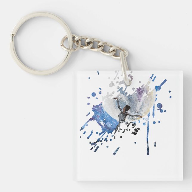 Handmade artwork- dancing with the moon  keychain (Front)