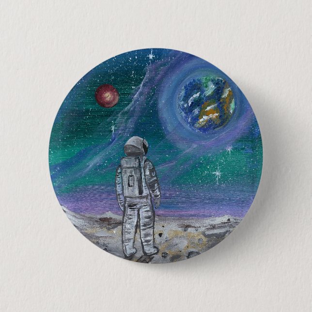 Handmade artwork- Earth view  2 Inch Round Button (Front)