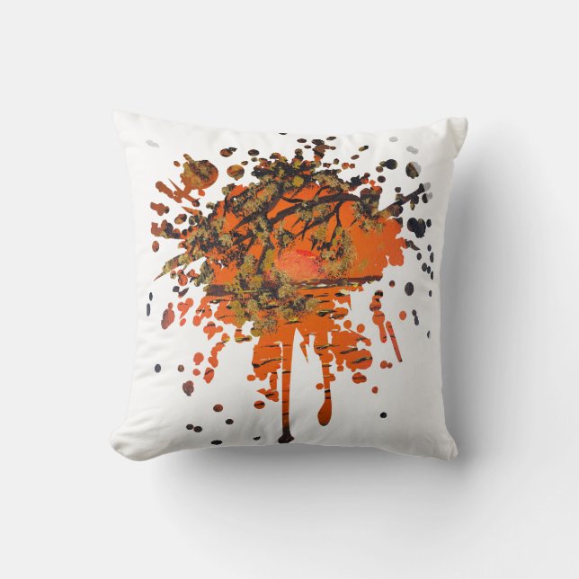 Handmade artwork  - Golden sunset  Throw Pillow (Front)