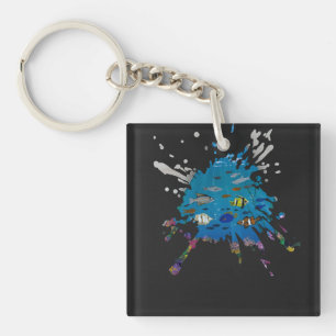 Handmade artwork- ocean depths keychain