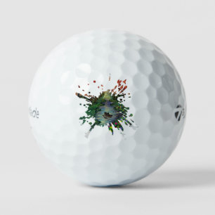 Handmade artwork - Orang trees  Golf Balls