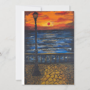 handmade artwork/ Sunset by the Sea Invitation