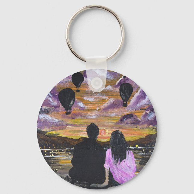 Handmade Artwork – Sunset Together Keychain (Front)