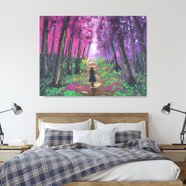Handmade artwork-walking alone  canvas print (Insitu(Bedroom))