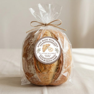 Handmade Bakery Logo with Wheat Spikes Classic Round Sticker