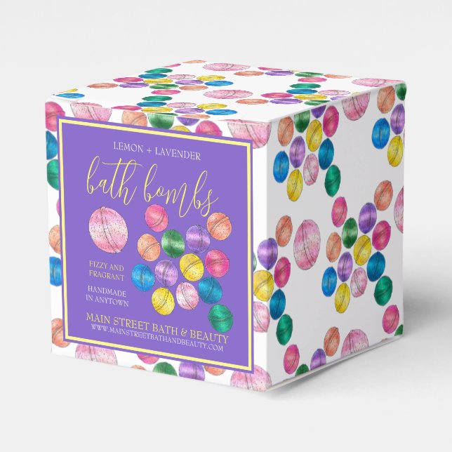 Handmade Bath Beauty Business Shower Bombs Label Favor Box (Front Side)