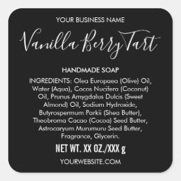 Handmade Bath Body Beauty Product Ingredient Label