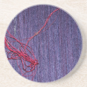 Handmade Blue Thai Silk With Red Thread Coaster