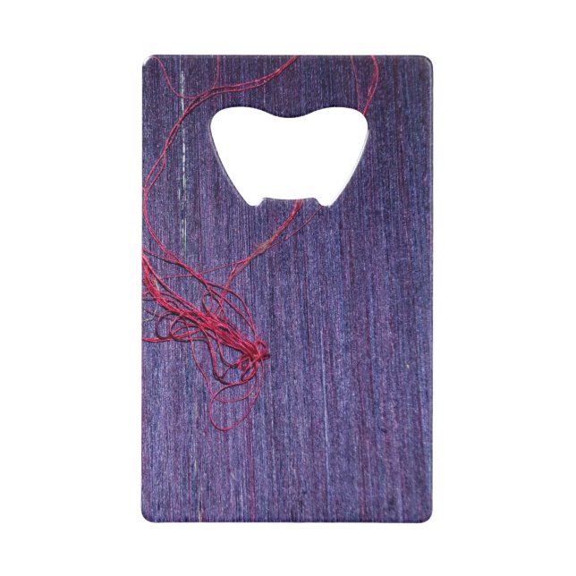 Handmade Blue Thai Silk With Red Thread Wallet Bottle Opener (Front)