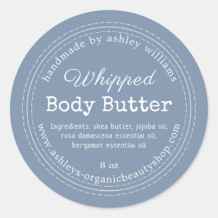 Handmade Body Butter Blue Organic Jar Label