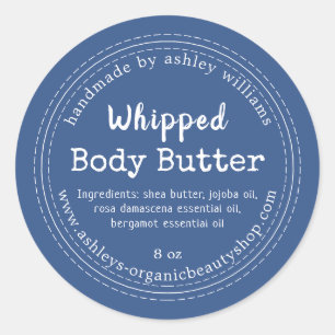 Handmade Body Butter Blue Organic Jar Label