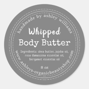 Handmade Body Butter Dark Grey Organic Jar Label