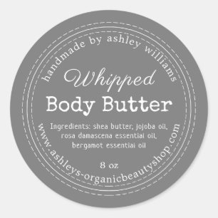 Handmade Body Butter Dark Grey Organic Jar Label