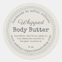 Handmade Body Butter Grey Organic Business Label
