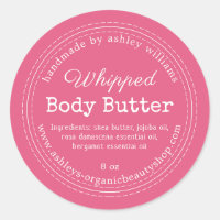 Handmade Body Butter Hot Pink Organic Jar Label