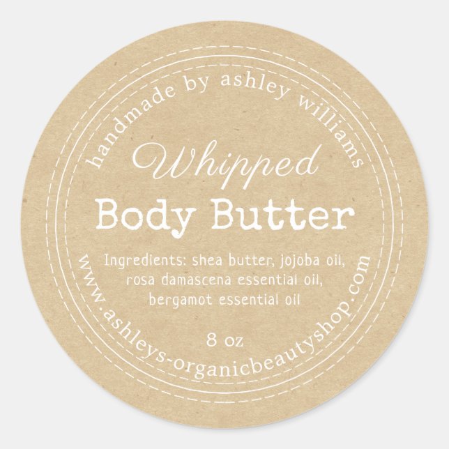 Handmade Body Butter Kraft Organic Business Label (Front)