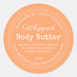 Handmade Body Butter Orange Organic Jar Label