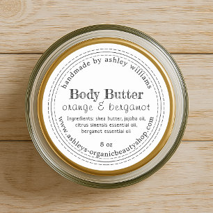 Handmade Body Butter Organic Business Black White Classic Round Sticker