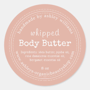 Handmade Body Butter Organic Business Dusty Pink Classic Round Sticker